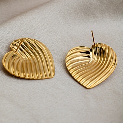 Orecchini a bottone a forma di cuore in acciaio inossidabile 304 per donna&nbsp;OP2975-1