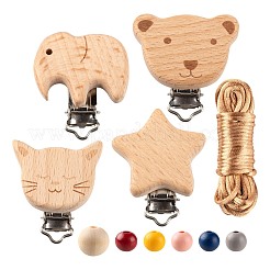 Perle di legno rotonde naturali rotonde dipinte in stile 166 pz 6&nbsp;WOOD-LS0001-42