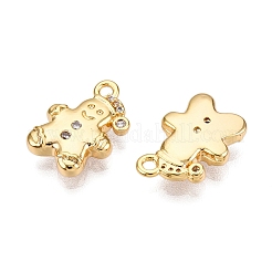 Breloques en laiton micro pavées et zircones cubiques transparentes sur le thème de Noël&nbsp;X1-KK-T073-08G