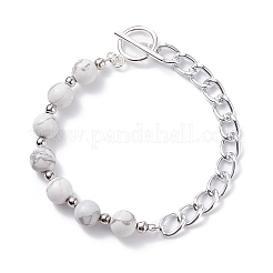 Bracciali con perline rotonde in pietra mista naturale con catena barbazzale per uomo donna&nbsp;BJEW-TA00048