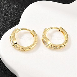 Pendientes de aro con micropavé de latón ovalado y circonitas cúbicas transparentes&nbsp;EJEW-D348-09G