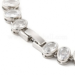 Collana a catena a maglie ovali con zirconi cubici trasparenti&nbsp;NJEW-E074-02P
