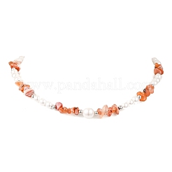 Armbänder und Halsketten-Sets aus natürlichen Achat-Chip-Perlen&nbsp;SJEW-JS01357-03