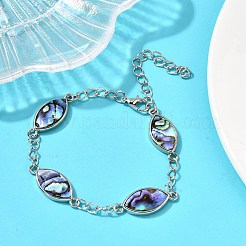 Gliederarmbänder aus Messing und natürlicher Paua-Muschel für Damen&nbsp;BJEW-S179-01P