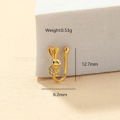Nasenringe aus Messing mit Mikropavé und klarem Zirkonia in Kaninchenform zum Anklipsen für Damen&nbsp;FS-WG7BC8B-01