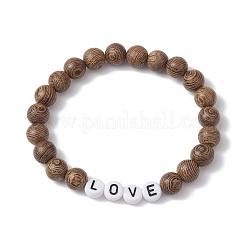5 pièces 5 styles ensembles de bracelets extensibles en perles rondes en bois&nbsp;BJEW-JB10847