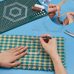 5 Stück sechseckige Quilt-Vorlage aus Acryl in 5 Stilen&nbsp;TOOL-WH0136-213