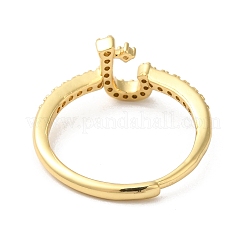 Anelli regolabili da donna con lettere arabe in ottone con placcatura a cremagliera&nbsp;RJEW-S407-10G-14