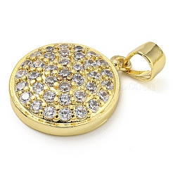Placage de crémaillère en laiton micro pavé pendentifs en zircone cubique claire&nbsp;KK-Z063-23G