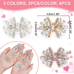 6 Stück 3 Farben Legierung mit Glas Strass Schleife&nbsp;AJEW-NB0006-23