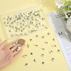 20 Set weiße Lilienblüten-Anhänger und Flora-Blätter-Perlen&nbsp;FIND-SC0010-77