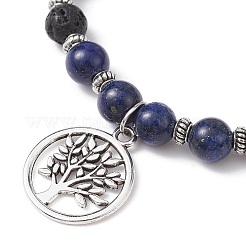 Rundes Stretch-Armband mit natürlichen Lavasteinen und gemischten Edelsteinen&nbsp;BJEW-JB09767