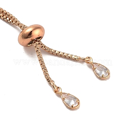 Messing Pavé klare Zirkonia Rechteck Schieber Armband machen&nbsp;BJEW-U005-01G