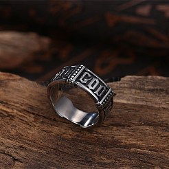 Anillo de dedo de acero inoxidable 11 para hombre&nbsp;RJEW-BB29839-11