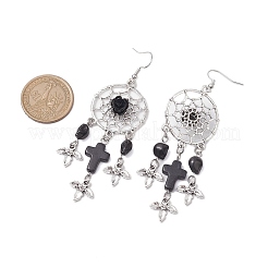 Gewebtes Netz mit Kreuz und Totenkopf&nbsp;EJEW-JE05865-04