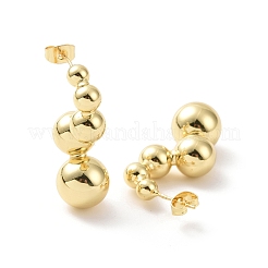 Orecchini a bottone tondi con perline in ottone da donna&nbsp;EJEW-G332-05G