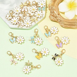20 Uds. Decoraciones colgantes esmaltadas de aleación de flores de 10 estilos&nbsp;HJEW-YW00352