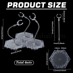 Zusammengebauter sechseckiger Präsentationsständer für Actionfiguren aus Kunststoff mit verstellbarem Stützarm aus Aluminiumlegierung&nbsp;ODIS-WH0080-11B