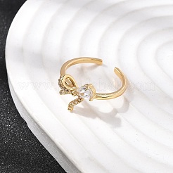 Manschettenringe aus Messing mit klarem Zirkonia&nbsp;RJEW-P173-01G-01