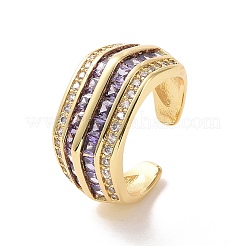 Anillo de puño abierto con varias líneas de circonita cúbica&nbsp;RJEW-P035-08G