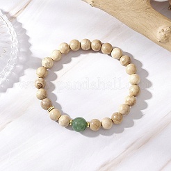 3 Stück natürliches afrikanisches Padaukholz & Sandelholz & Holz & gestreifter Achat & grüner Aventurin & Quarzkristall&nbsp;BJEW-JB11929
