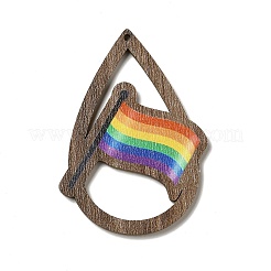 Colgantes grandes de madera de álamo impreso de una sola cara con tema de la bandera del arco iris/orgullo&nbsp;WOOD-G014-02D