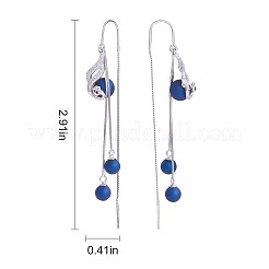 Orecchini pendenti in argento sterling rodiato anti-ossidazione con nappa a forma di pavone e catena&nbsp;JE1047A