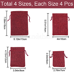 16 Stück 4 Stile Polyester-Imitat Sackleinen Verpackungsbeutel Kordelzugbeutel&nbsp;ABAG-BBC0001-01D