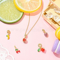 5 Stück 5 Stile Messing Emaille Obst europäischen Baumeln Charms&nbsp;KK-CJ0003-98