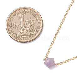 Collane con catena a maglie in acciaio inossidabile 304 con ciondolo a forma di stella in lepidolite naturale&nbsp;NJEW-JN05721