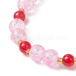 Bracelets extensibles en perles de verre craquelées peintes à la bombe pour femmes&nbsp;BJEW-MZ00201-03