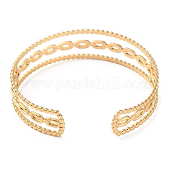 Hohle ovale Manschettenarmreifen aus Edelstahl 304&nbsp;BJEW-F457-18G