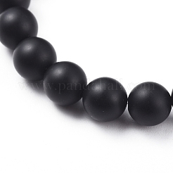 Bracelets extensibles en perles d'agate noire naturelle (teintes)&nbsp;BJEW-JB04794