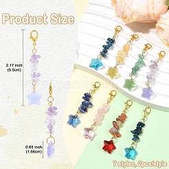 14 pz 7 stili di pietre preziose naturali e decorazioni pendenti in vetro&nbsp;HJEW-FS00103
