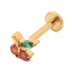 F136 Titan Pavé Zirkonia Frucht Labrets mit innenliegendem Gewinde&nbsp;ME-CBA9828-06B-G