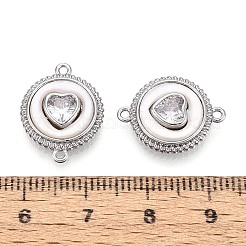 Messing-Pavé-Anhänger aus klarem Zirkonia mit Muschelverbinder&nbsp;KK-N287-15P-01