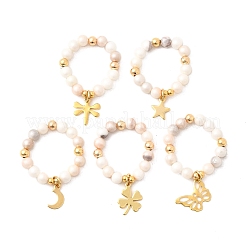 5 bague en jade persan naturel&nbsp;RJEW-JR00907