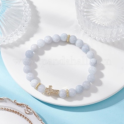 Braccialetti elastici con perle rotonde di quarzo naturale&nbsp;BJEW-JB12257