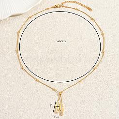Edelstahl-Lasso-Halsketten mit Mikropflaster und klaren Zirkonia-Blatt-Anhängern für Damen&nbsp;OM9409