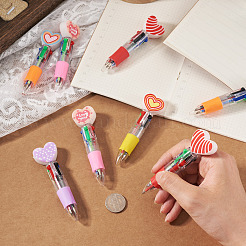 15 penna a sfera multicolore a forma di cuore in plastica da 5 colori&nbsp;AJEW-TA0005-79