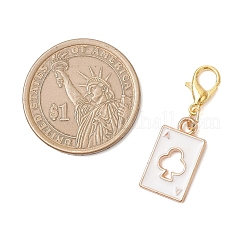 2 pendentif décoratif en alliage émaillé en forme d'as de trèfle&nbsp;HJEW-JM04275