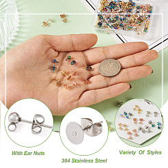 80 pièce de 8 styles de boucles d'oreilles à tige en acier inoxydable 304&nbsp;STAS-PJ0001-40