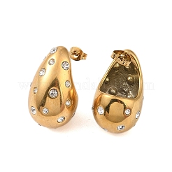 Placcatura ionica (ip) 304 orecchini in acciaio inossidabile con strass per donna&nbsp;EJEW-N055-19G