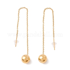 Aretes colgantes de cadena larga con bola redonda&nbsp;EJEW-A067-13G