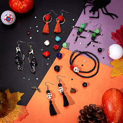 Kit per la creazione di orecchini e braccialetti di halloween con pietre preziose fai da te&nbsp;DIY-PH0008-84
