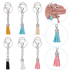 6 porte-clés pendentif pompon en faux daim 6 couleurs&nbsp;KEYC-WR0001-30P