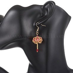 Boucles d'oreilles pendantes en verre électroplaqué transparent et perles de verre granuleux&nbsp;EJEW-MZ00714-02