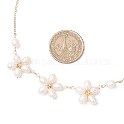 Collier à maillons floraux en laiton&nbsp;NJEW-TA00196