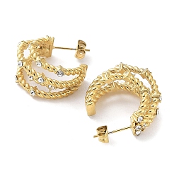 Echte 18k vergoldete Ohrstecker aus 304 Edelstahl mit Strass&nbsp;EJEW-L267-004G-01