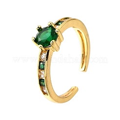 Manschettenringe aus Messing mit Mikropavé-Zirkonia für Damen&nbsp;RJEW-H247-06G